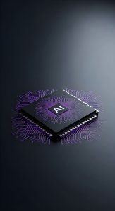 Cool AI Chip Technology Wallpaper HD 4K - Aesthetic Futuristic CPU Design