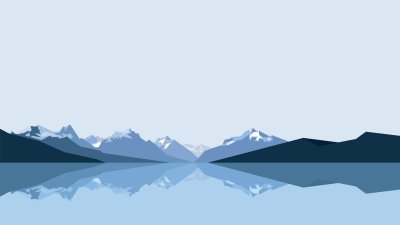 Minimalist Blue Mountain Lake Reflection Aesthetic Wallpaper HD 4K