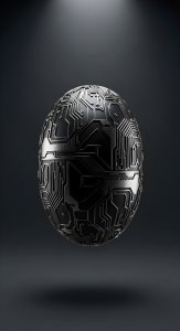 Futuristic Cyber Egg Circuit Board Wallpaper HD 4K Aesthetic