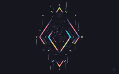 Abstract Geometric Bust Wallpaper HD 4K Aesthetic Dark Neon Design