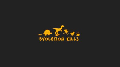 Evolution Kills Funny Dinosaur Wallpaper HD 4K Aesthetic Dark Design