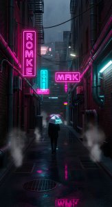 Cyberpunk City Alley Wallpaper HD 4K - Aesthetic Neon Night Street
