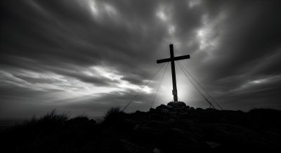 Dramatic Cross Silhouette Wallpaper HD 4K - Moody Aesthetic Background
