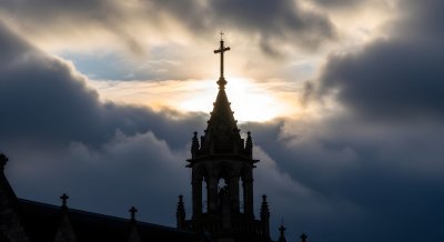Aesthetic Church Silhouette and Cross Wallpaper HD 4K for Desktop