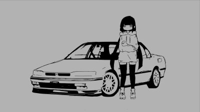 Aesthetic Anime Girl and Classic JDM Car Wallpaper HD 4K Minimalist Art