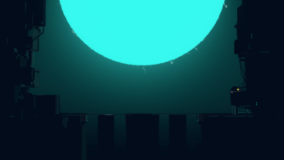Minimalist Sci-Fi 4K Wallpaper: Aesthetic Cyan Sun and Dark Cityscape