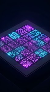 Futuristic Neon Circuit Board Wallpaper HD 4K Cyberpunk Aesthetic