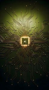 AI Microchip Circuitry Wallpaper HD 4K - Futuristic Tech Aesthetic