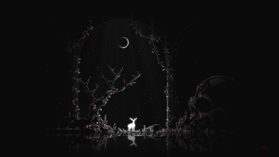 Dark Aesthetic Pixel Art Deer Wallpaper HD 4K - Minimalist Night Scene
