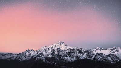 Aesthetic Snow Mountain Peak Wallpaper HD 4K - Pink Starry Sky Night