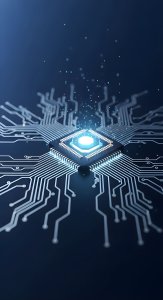 Futuristic AI CPU Processor Wallpaper HD 4K Aesthetic Tech Background