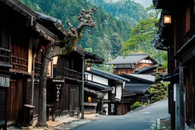 Aesthetic Traditional Japanese Village Street 4K HD Wallpaper