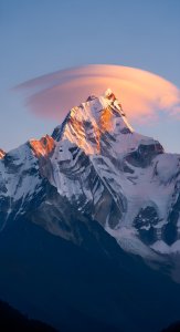 Majestic Mountain Peak with Lenticular Cloud Wallpaper HD 4K Aesthetic
