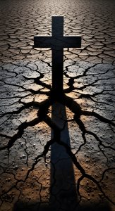Dramatic Christian Cross on Cracked Earth Aesthetic Wallpaper HD 4K