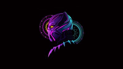 Black Panther Neon Art Wallpaper HD 4K - Cool Superhero Aesthetic