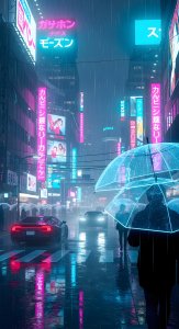 Cyberpunk City Rainy Night Aesthetic Wallpaper HD 4K