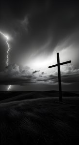 Dramatic Lightning Storm and Cross Wallpaper HD 4K Aesthetic