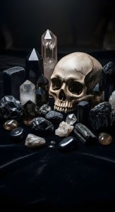 Gothic Skull and Crystals Aesthetic Wallpaper HD 4K for Desktop