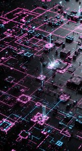 Futuristic Cyberpunk Circuit Board Wallpaper HD 4K Aesthetic