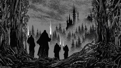 Dark Fantasy Forest Aesthetic Wallpaper HD 4K - Mysterious Gothic Castle