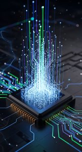 Futuristic Microchip Tech Wallpaper HD 4K - Aesthetic Digital Data Art