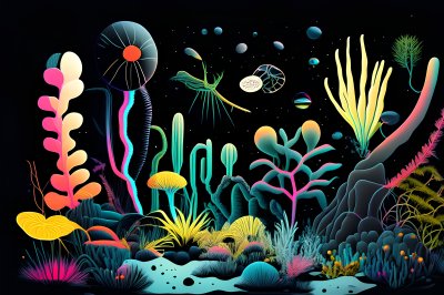 Cool Neon Underwater Fantasy World Aesthetic Wallpaper HD 4K