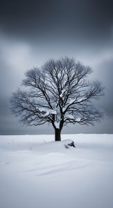 Minimalist Winter Tree Wallpaper HD 4K - Aesthetic Snow Landscape
