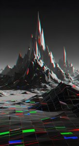 Glitch Art Low Poly Mountain Wallpaper HD 4K Aesthetic Digital Landscape