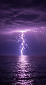 Dramatic Purple Lightning Over Ocean Wallpaper HD 4K Aesthetic