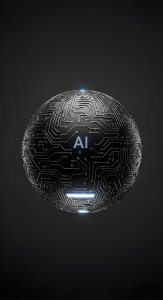 Cool Futuristic AI Circuit Board Sphere Wallpaper HD 4K Aesthetic