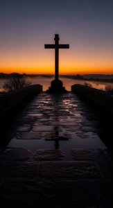 Spiritual Cross at Sunrise Aesthetic Wallpaper HD 4K for Mobile