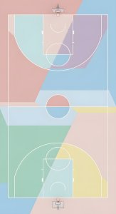Aesthetic Pastel Basketball Court Minimalist Geometric Wallpaper HD 4K