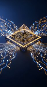 Futuristic AI Pyramid Processor Wallpaper HD 4K - Cool Tech Aesthetic
