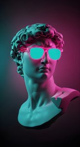 Neon David Statue Aesthetic Wallpaper HD 4K - Cool Vaporwave Synthwave Art
