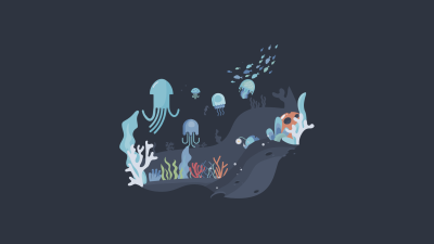 Minimalist Deep Ocean Aesthetic Wallpaper HD 4K - Cool Underwater Vector