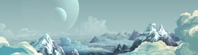 Aesthetic Sci-Fi Mountain Landscape Wallpaper HD 4K - Alien Planet View