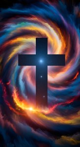 Aesthetic Cosmic Cross Wallpaper HD 4K - Spiritual Galaxy Background