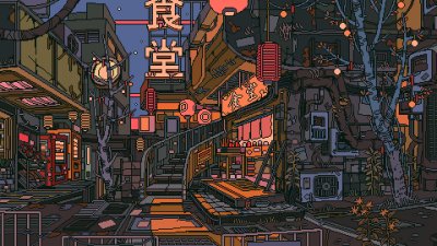 Aesthetic Cyberpunk Pixel Art Japanese Alley City Wallpaper HD 4K