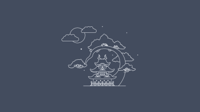 Minimalist Japanese Pagoda Line Art Wallpaper HD 4K Aesthetic Zen