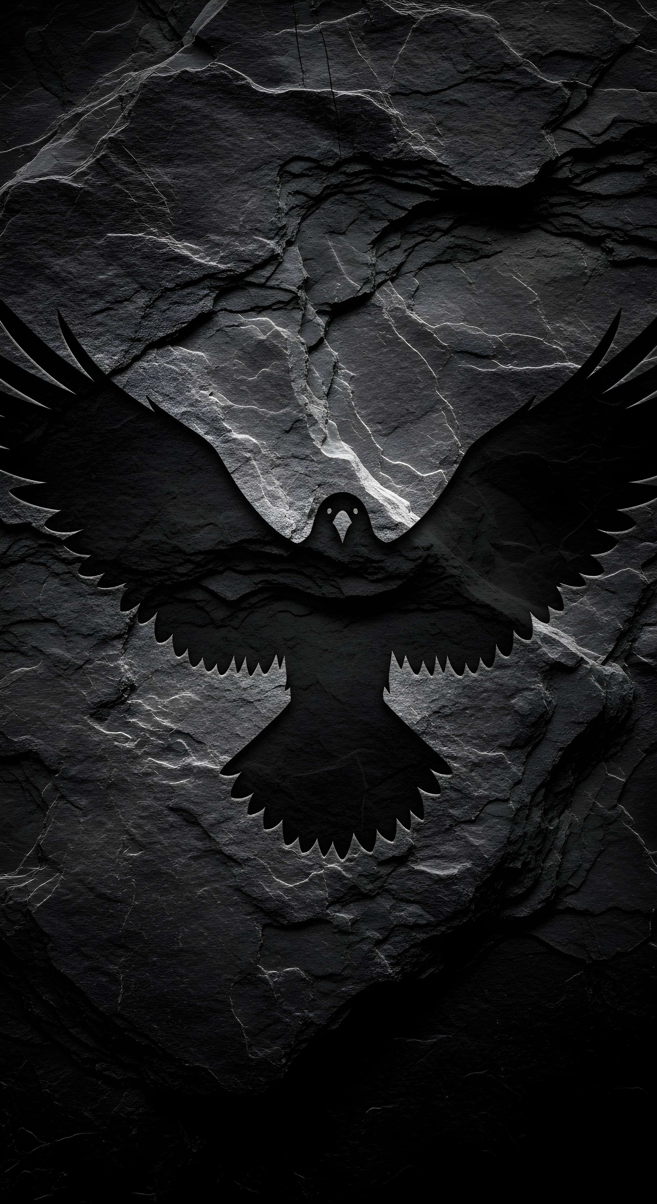 Dark Bird Silhouette Stone Texture Wallpaper HD 4K - Cool Aesthetic Background