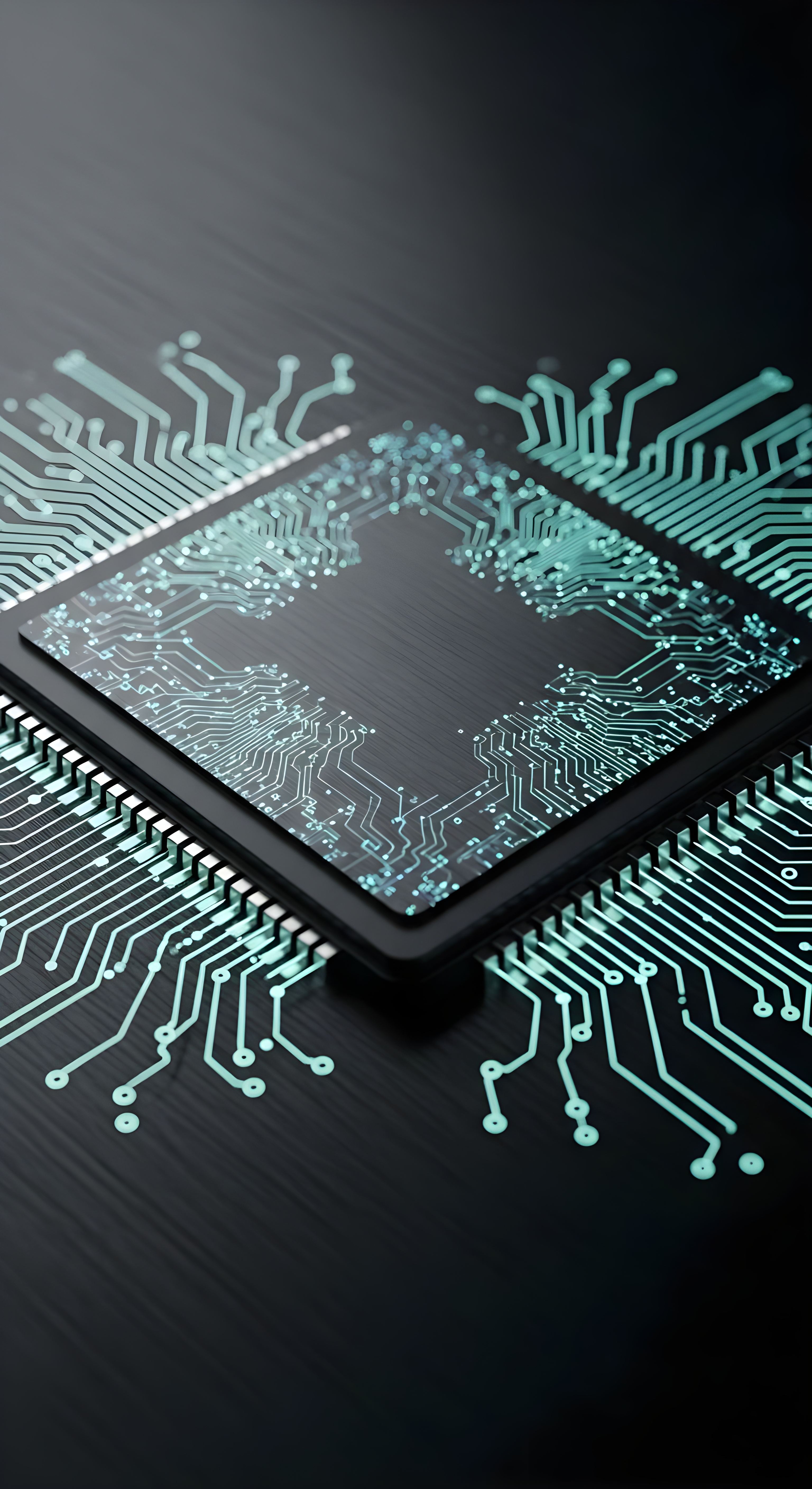 Futuristic Microchip 4K Wallpaper - Cool Tech Aesthetic for Mobile