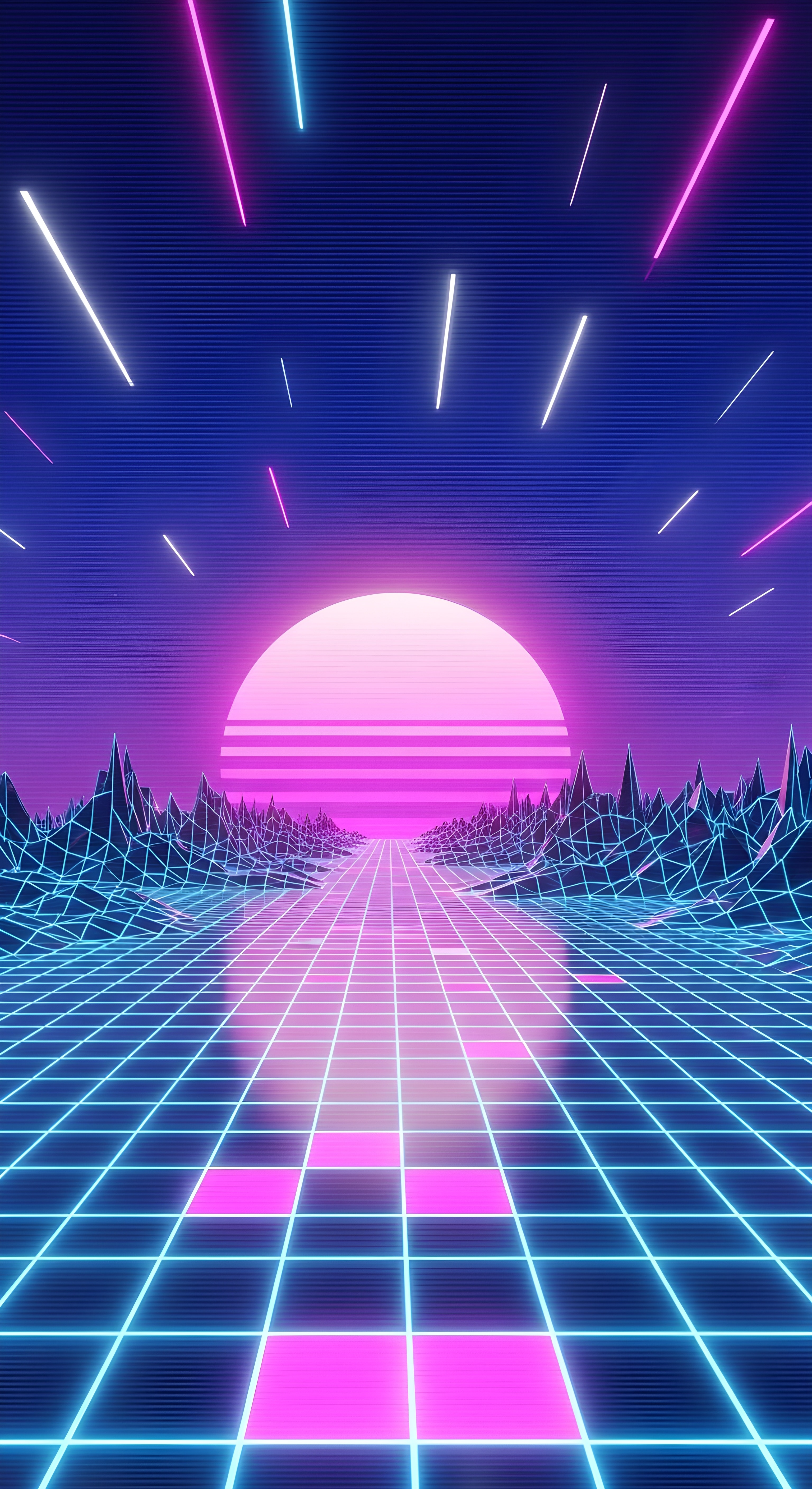 Synthwave Aesthetic Wallpaper 4K - Cool Neon 80s Retro Grid HD