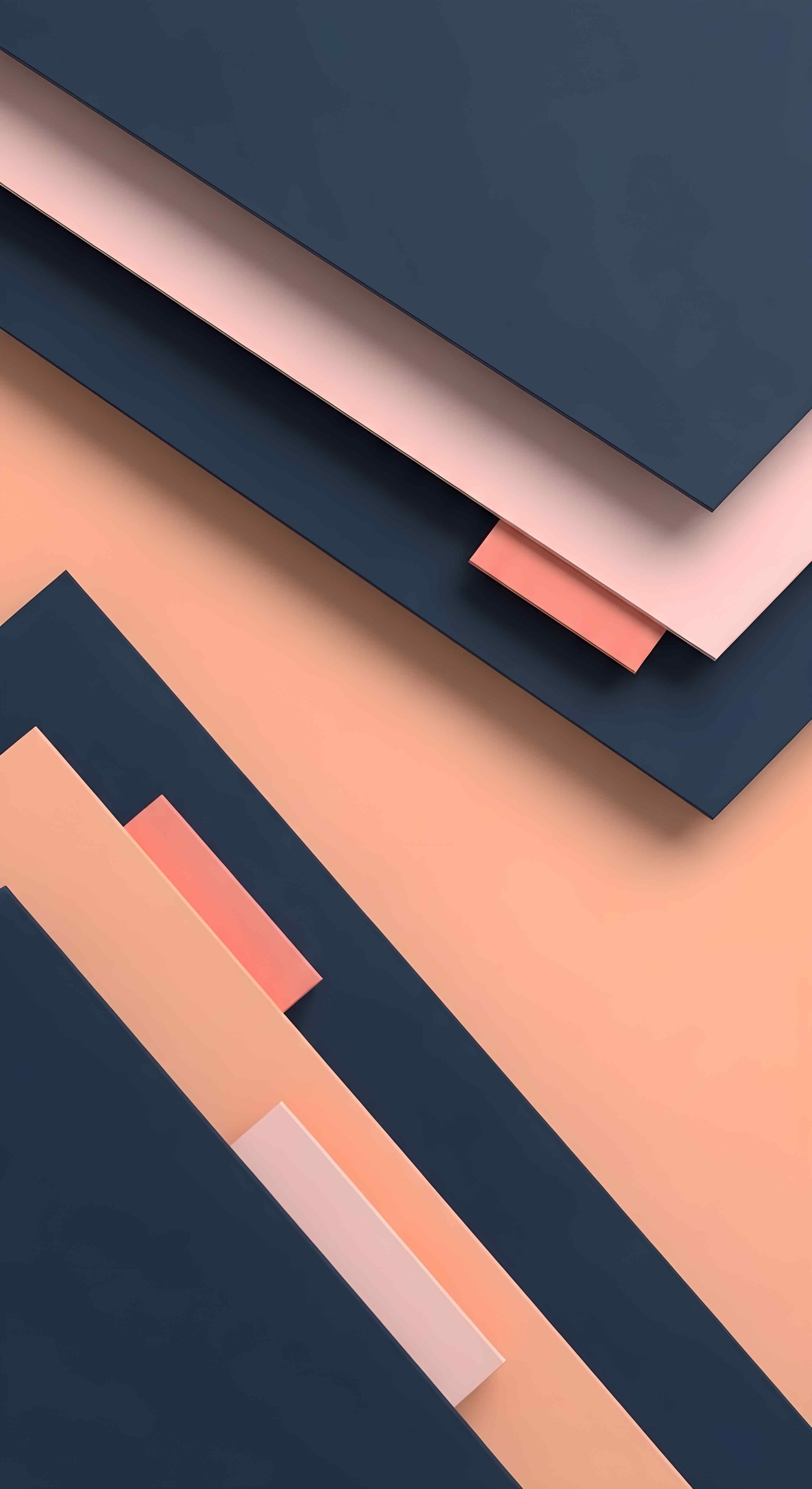 Minimalist Geometric Abstract Wallpaper HD 4K - Aesthetic Navy & Peach