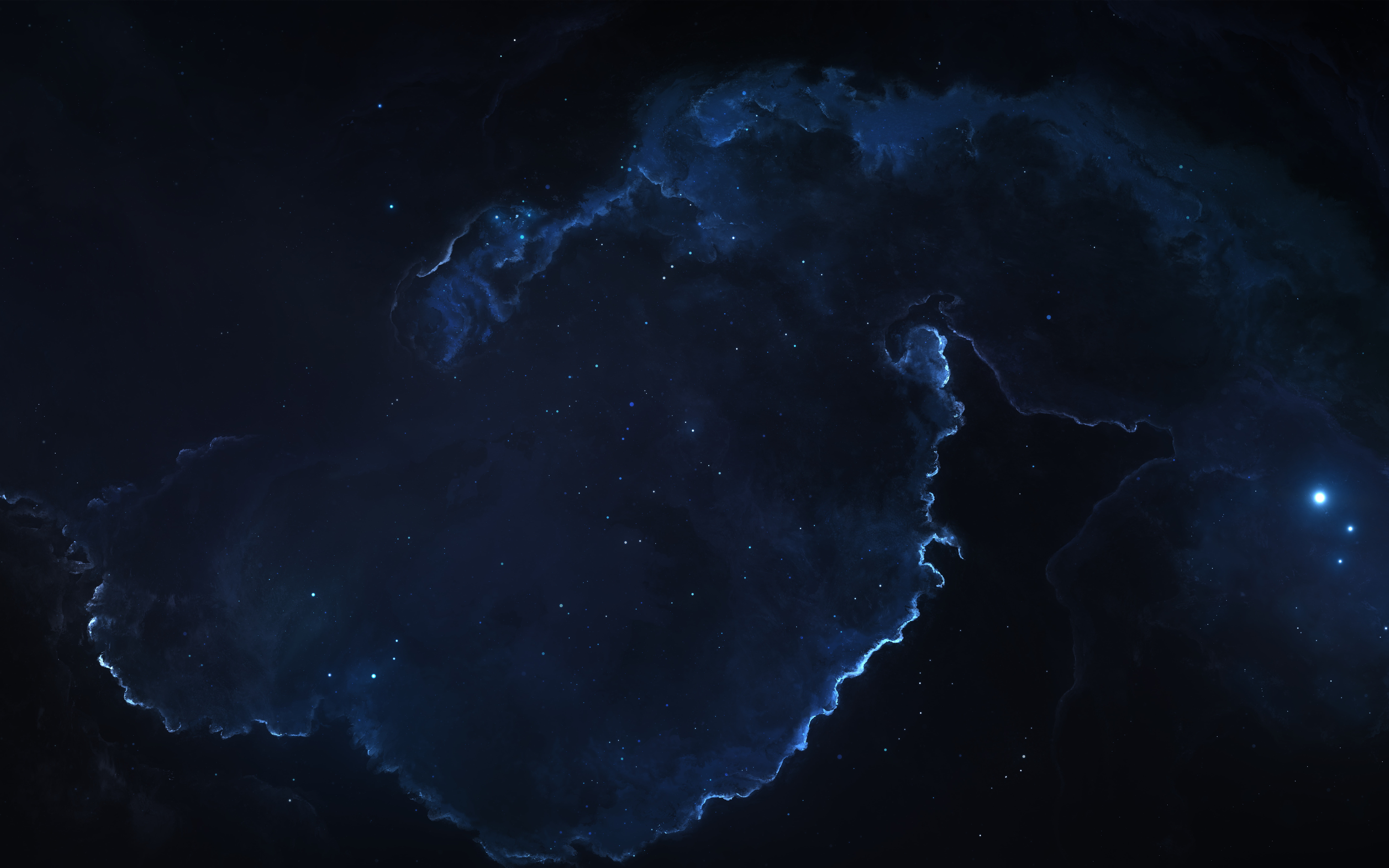 Deep Blue Cosmic Nebula Space Wallpaper HD 4K Aesthetic Background