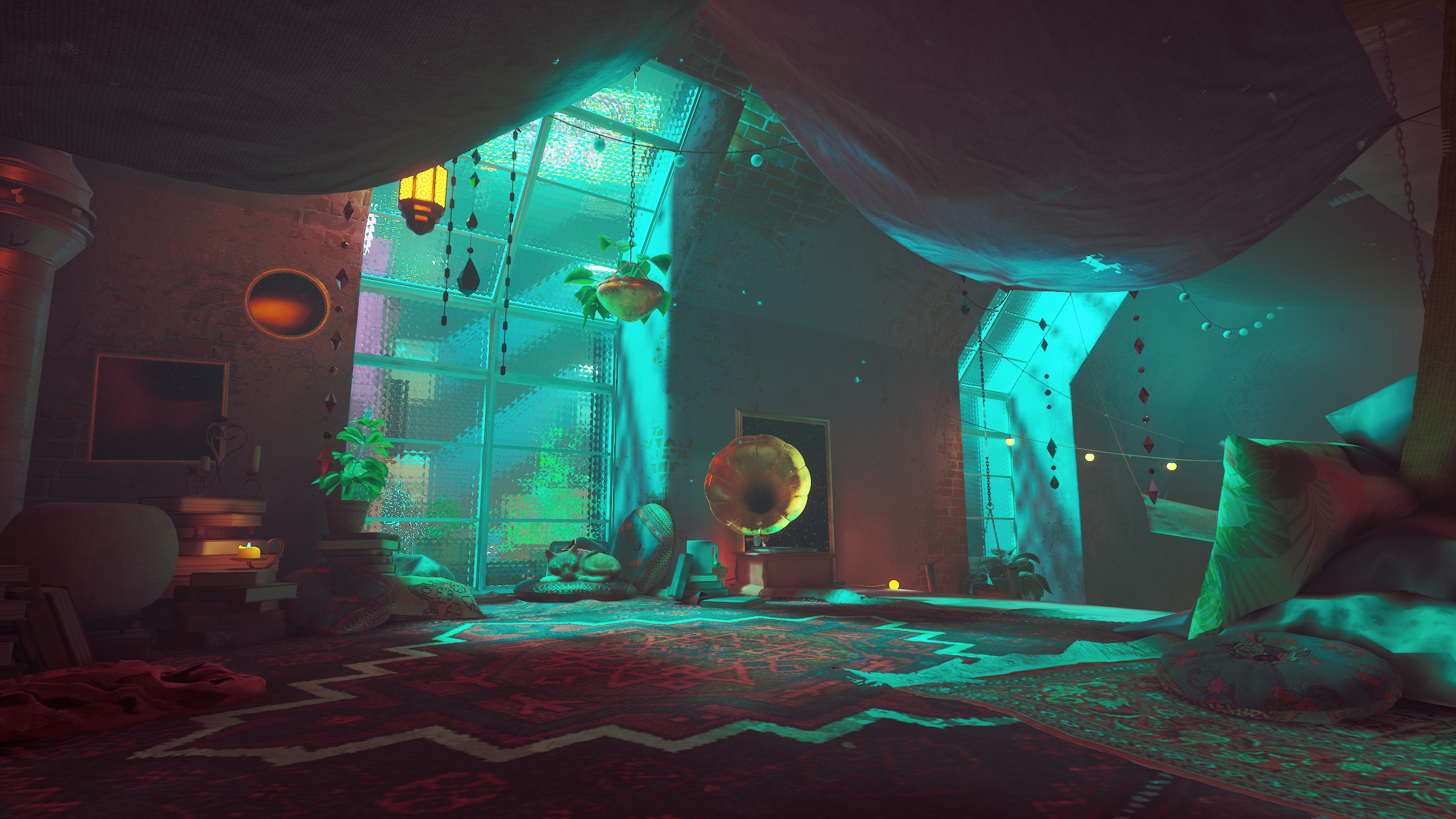 Cozy Lofi Room Aesthetic Wallpaper HD 4K - Chill Attic Vibes Interior