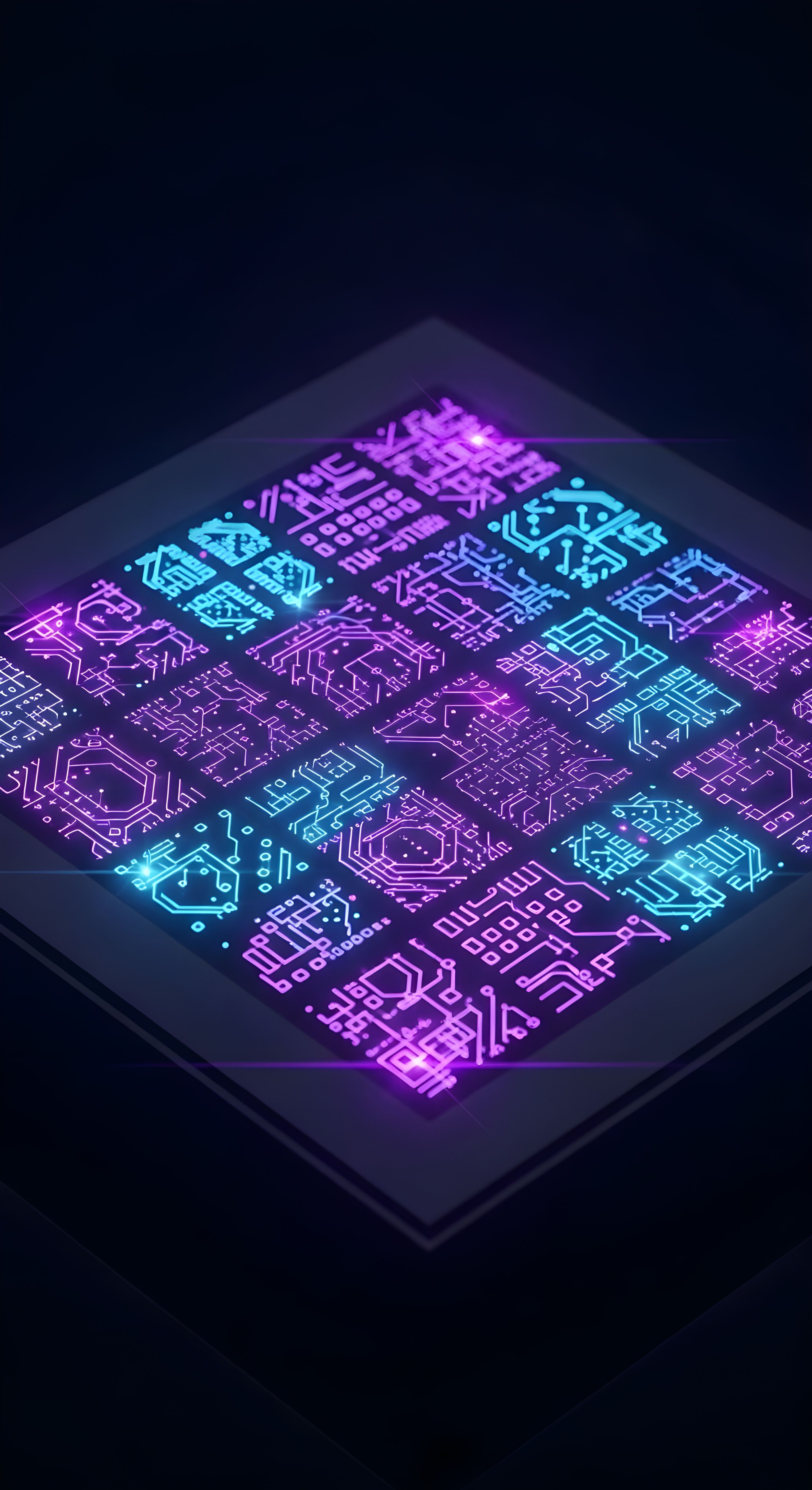 Futuristic Neon Circuit Board Wallpaper HD 4K Cyberpunk Aesthetic