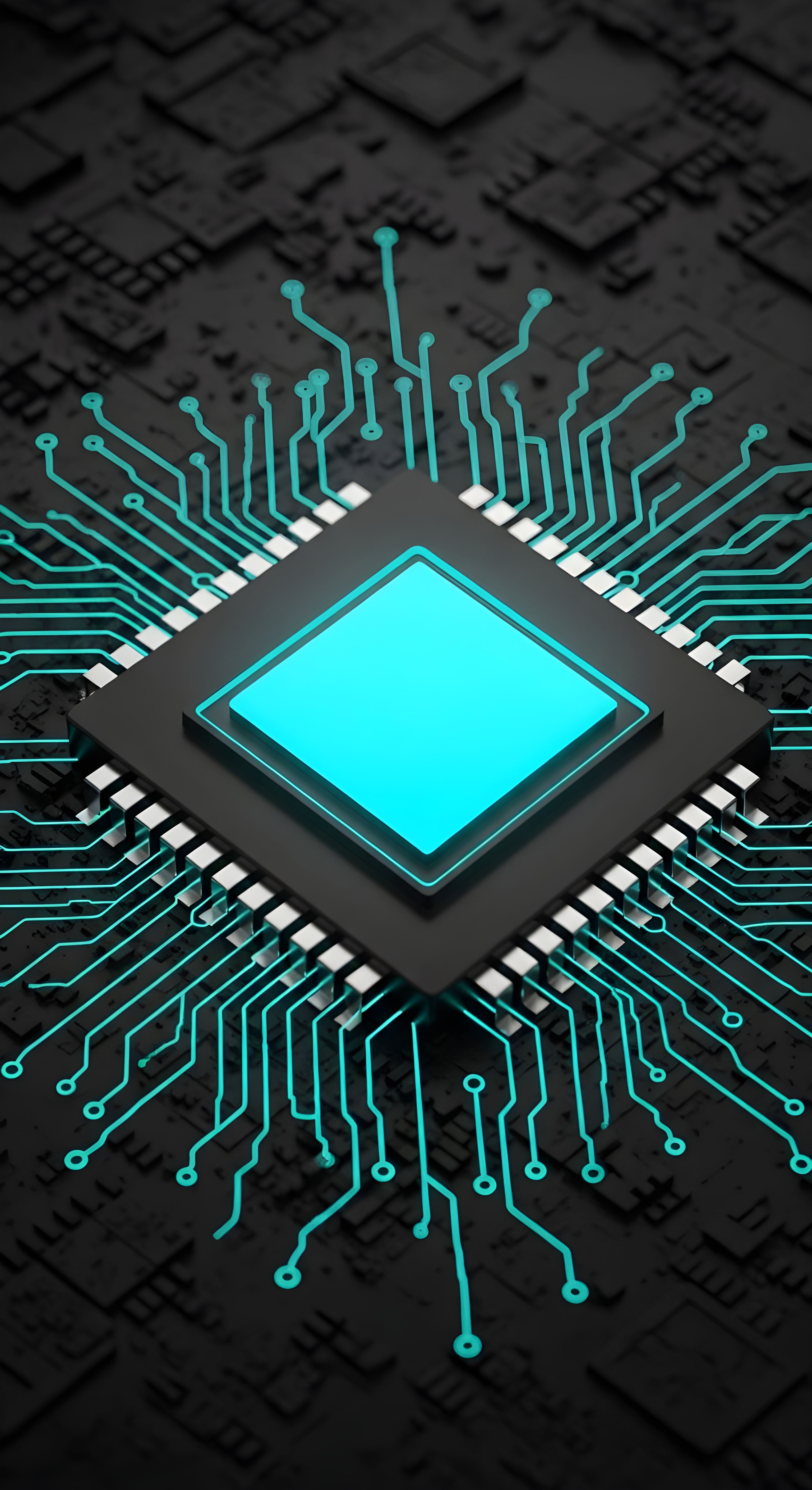 Cool Tech CPU Microchip Wallpaper HD 4K Aesthetic Cyberpunk Background