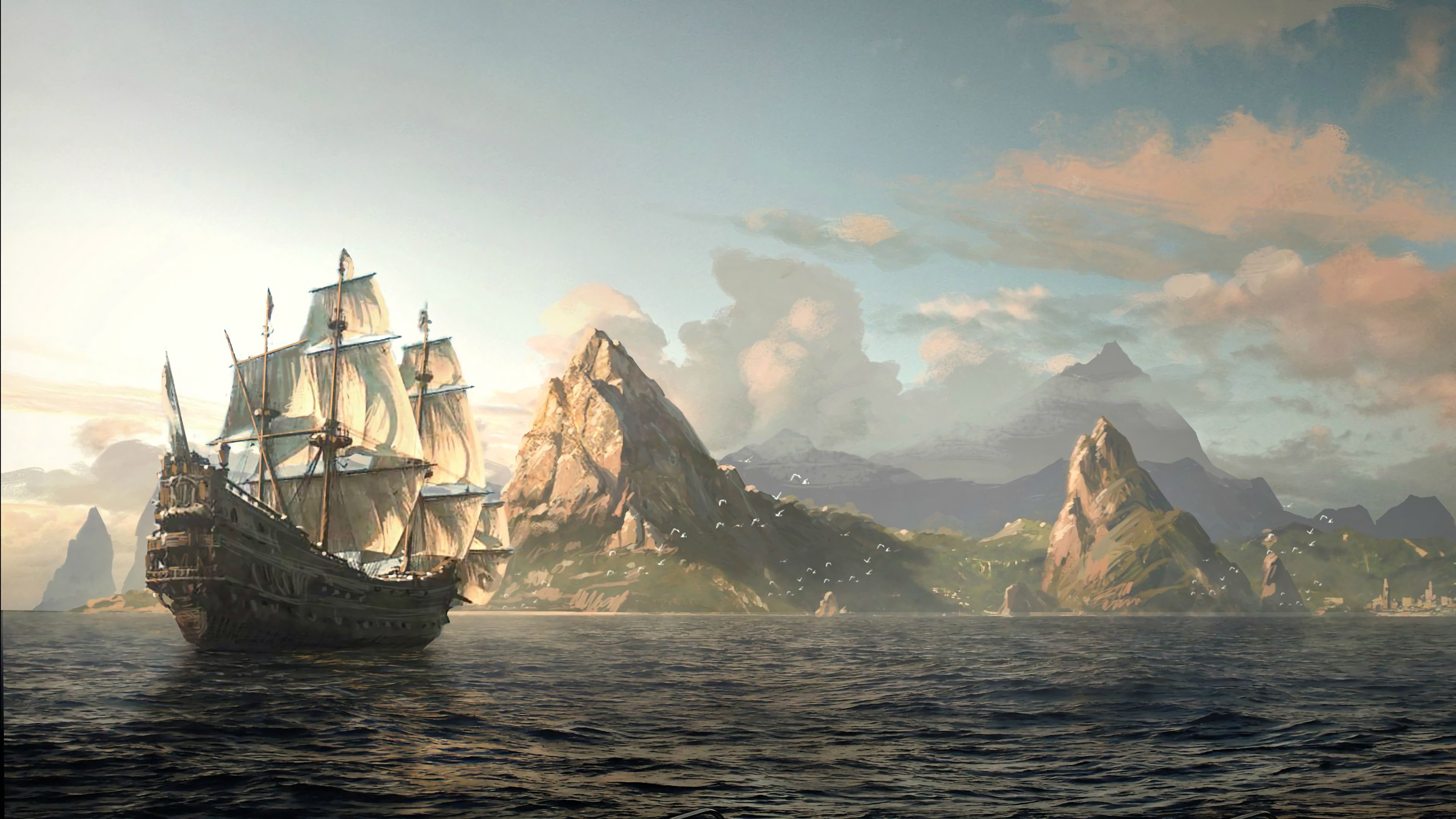 Epic Sailing Ship Adventure Wallpaper HD 4K - Cool Aesthetic Nautical Art