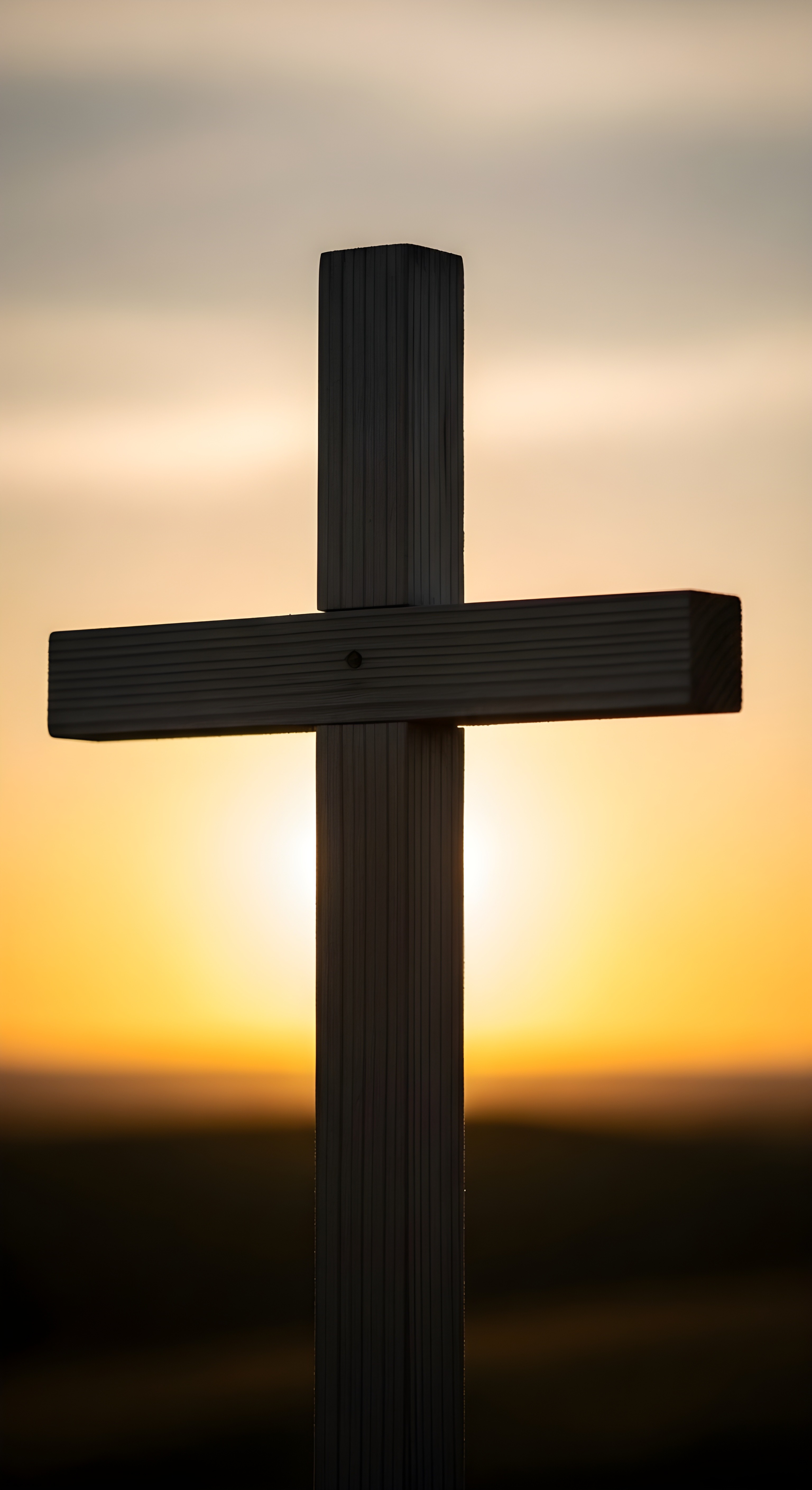 Aesthetic Wooden Cross Wallpaper HD 4K - Spiritual Sunset Background