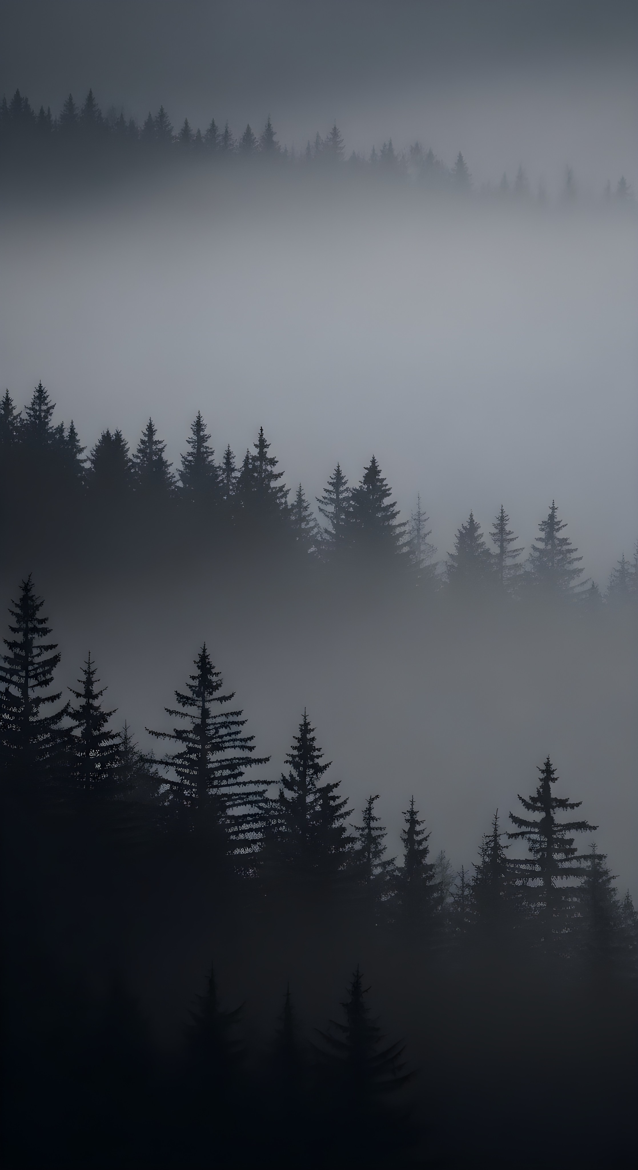 Foggy Forest Wallpaper HD 4K - Moody Pine Tree Aesthetic for Mobile